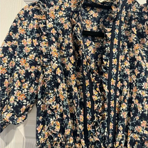 Max Studio Navy Floral Long Sleeve Dress - Picture 2 of 3